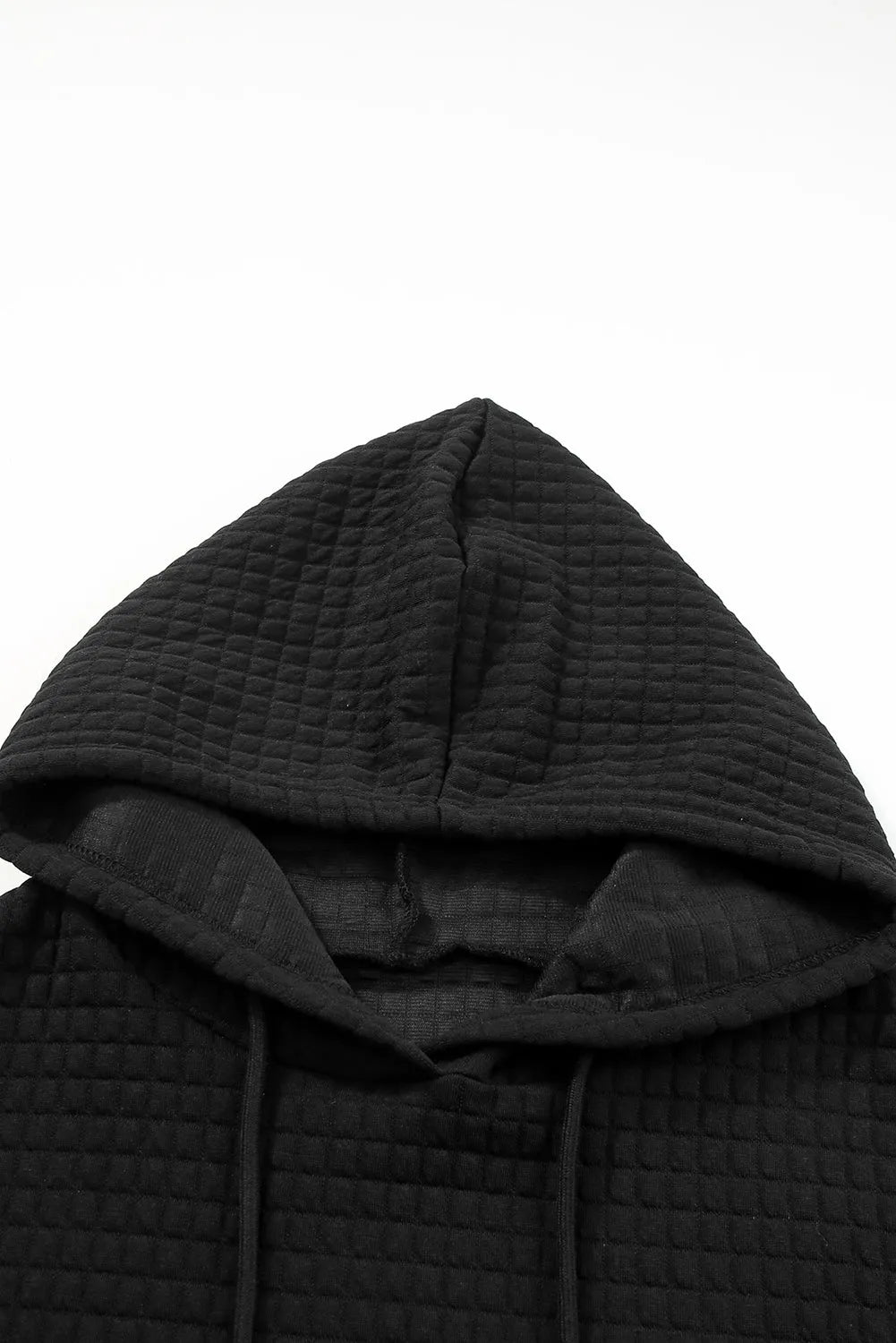 Black Quilted Kangaroo Pocket Drawstring Hoodie - Chic Meadow Boutique 