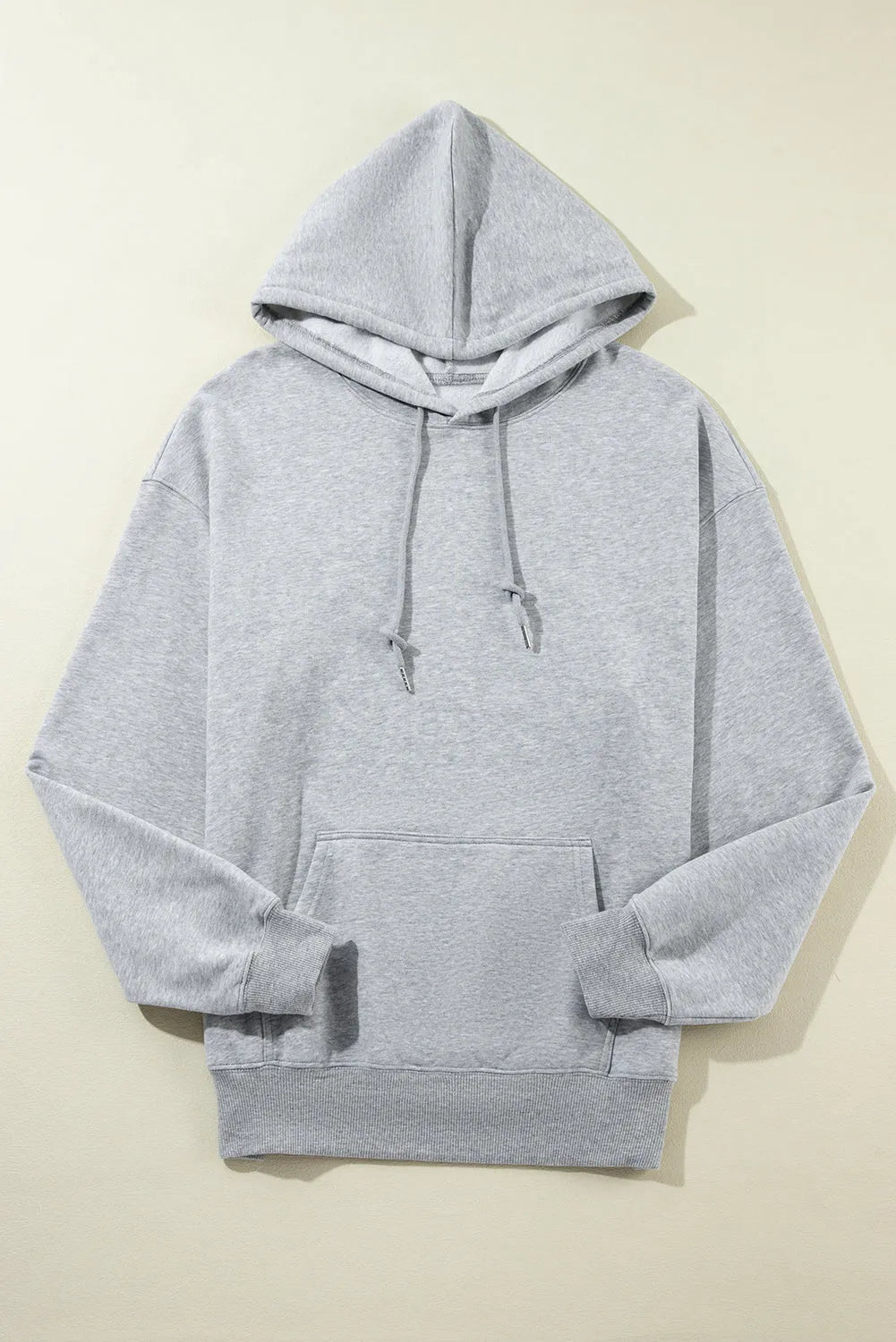 Light Grey Fleece Lined Kangaroo Pocket Drawstring Chunky Hoodie - Chic Meadow Boutique 