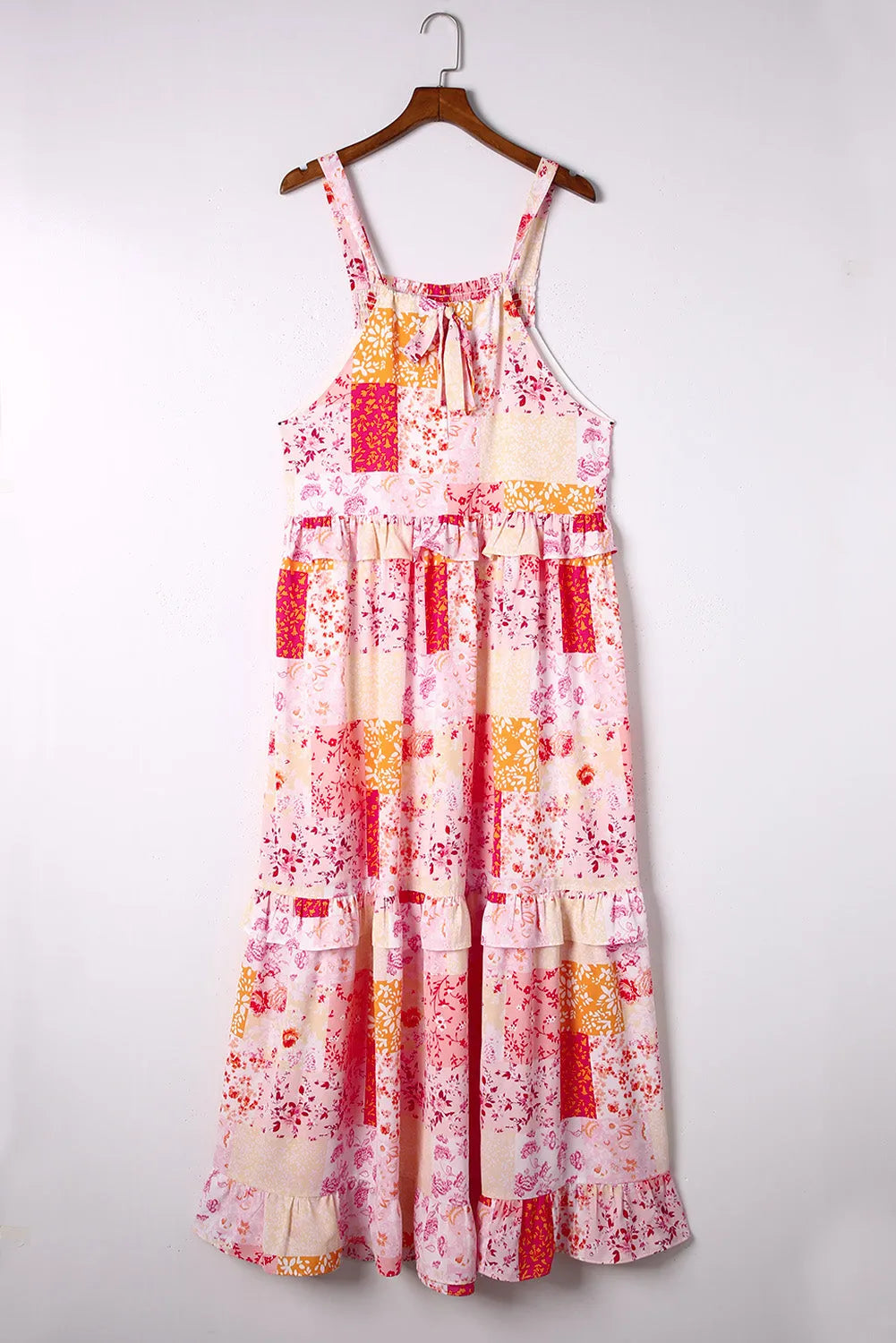 Multicolor Boho Geometric Floral Print Sleeveless Maxi Dress - Chic Meadow Boutique 