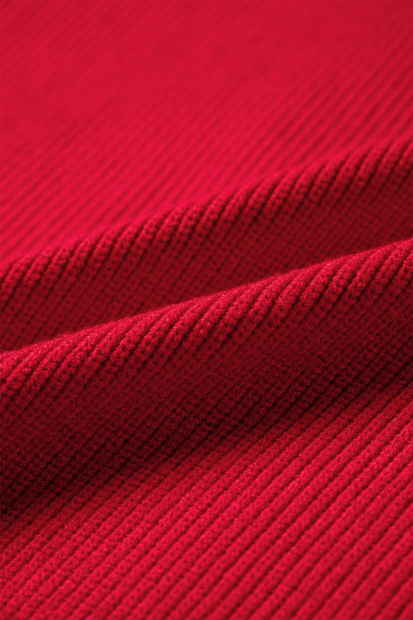 Fiery Red Bow Embroidered Graphic Ribbed Sweater Top