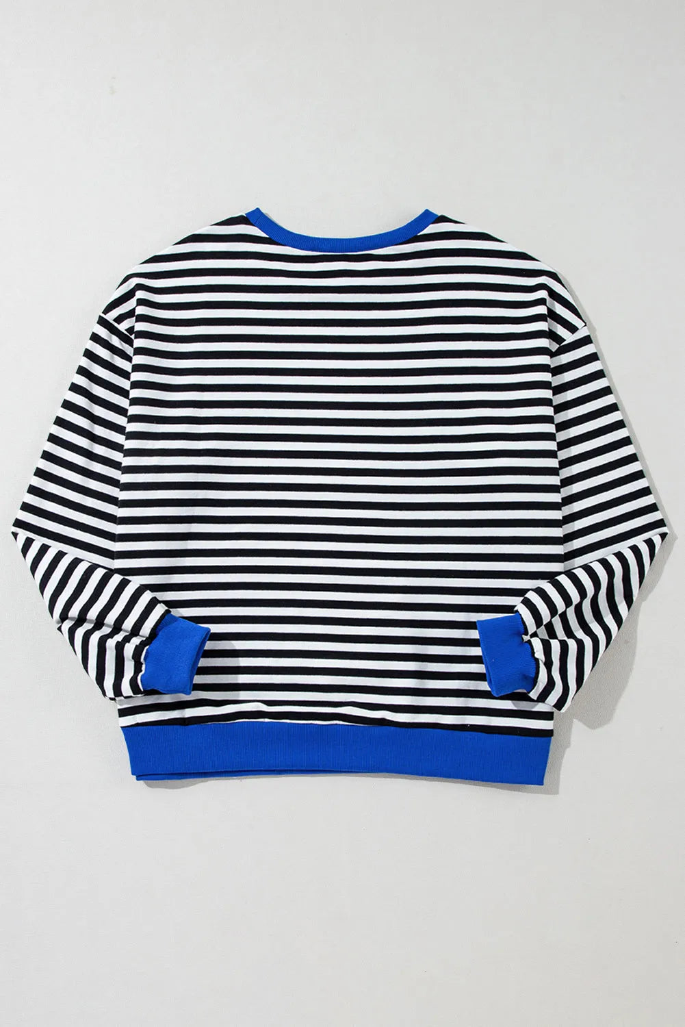 Black Stripe Oversized Contrast Trim Pullover Sweatshirt - Chic Meadow Boutique 