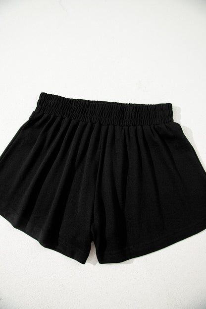 Black 3 Pcs Crop Tank Top Shorts with Cardigan Lounge Set