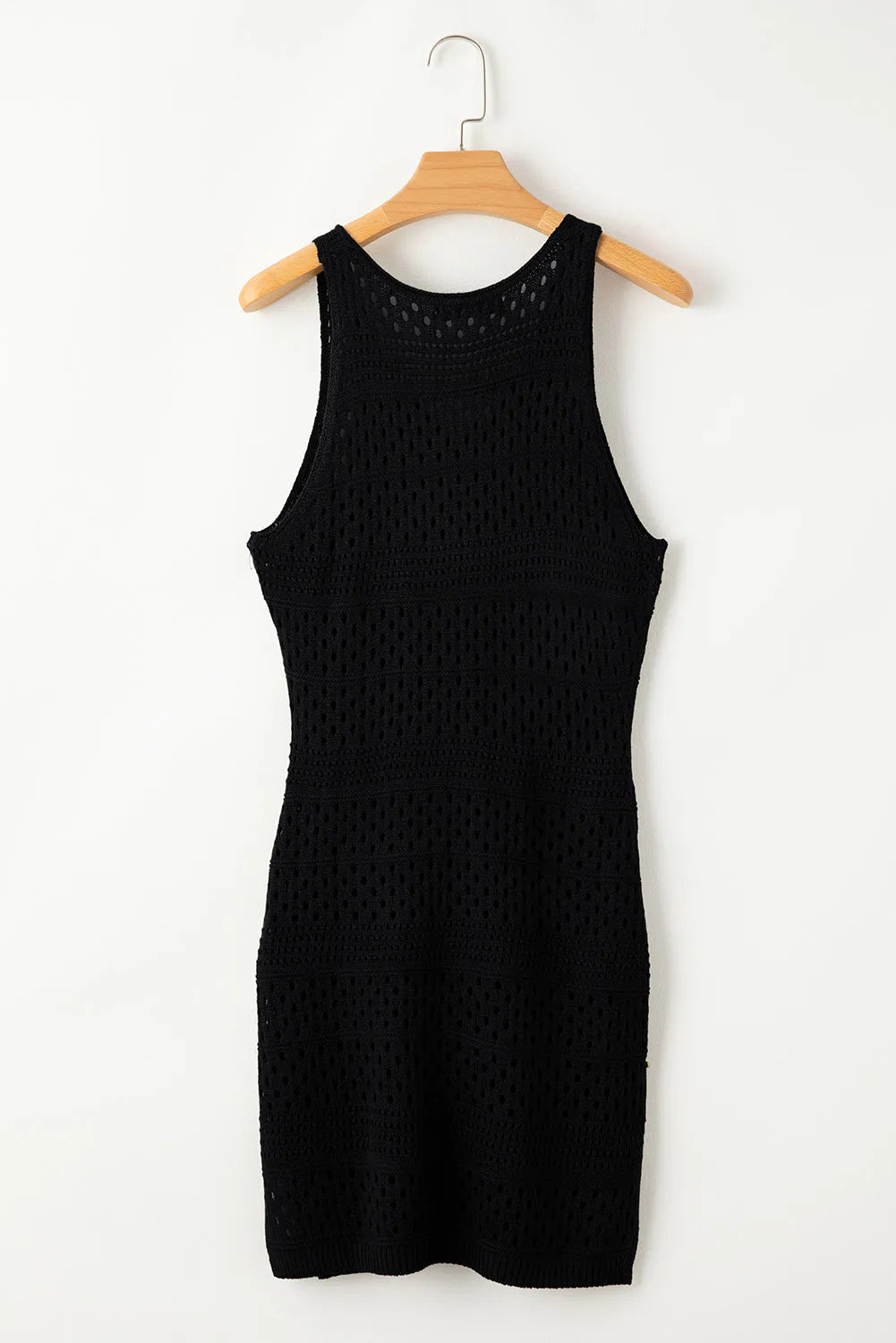 Black Hollow Out Crochet Cover Up Dress with Slits - Chic Meadow Boutique 