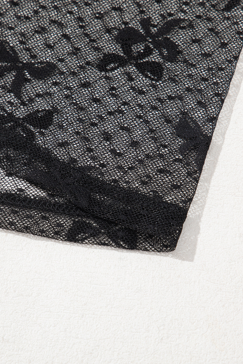 Black Bow Knot Dotted See-through Mesh Patched Slim Fit Blouse