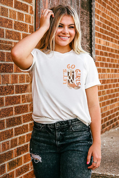 White Double-Side Cowboy Hat & Boots Graphic Tee - Chic Meadow Boutique 