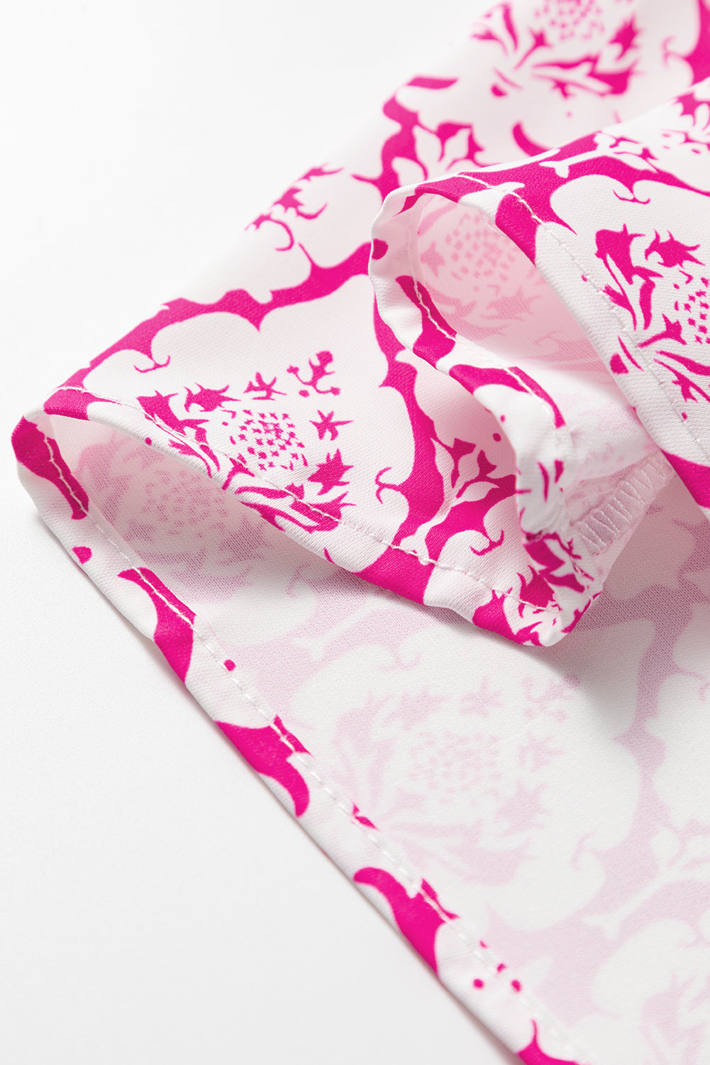 Pink Western Print Zipped Collar Short Sleeve Summer Blouse Top