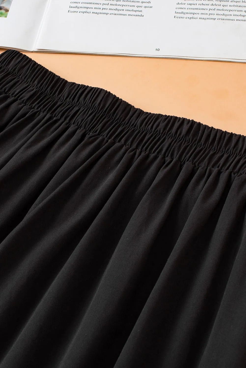 Black Ricrac Trim Colorblock High Waist Long Skirt - Chic Meadow Boutique 