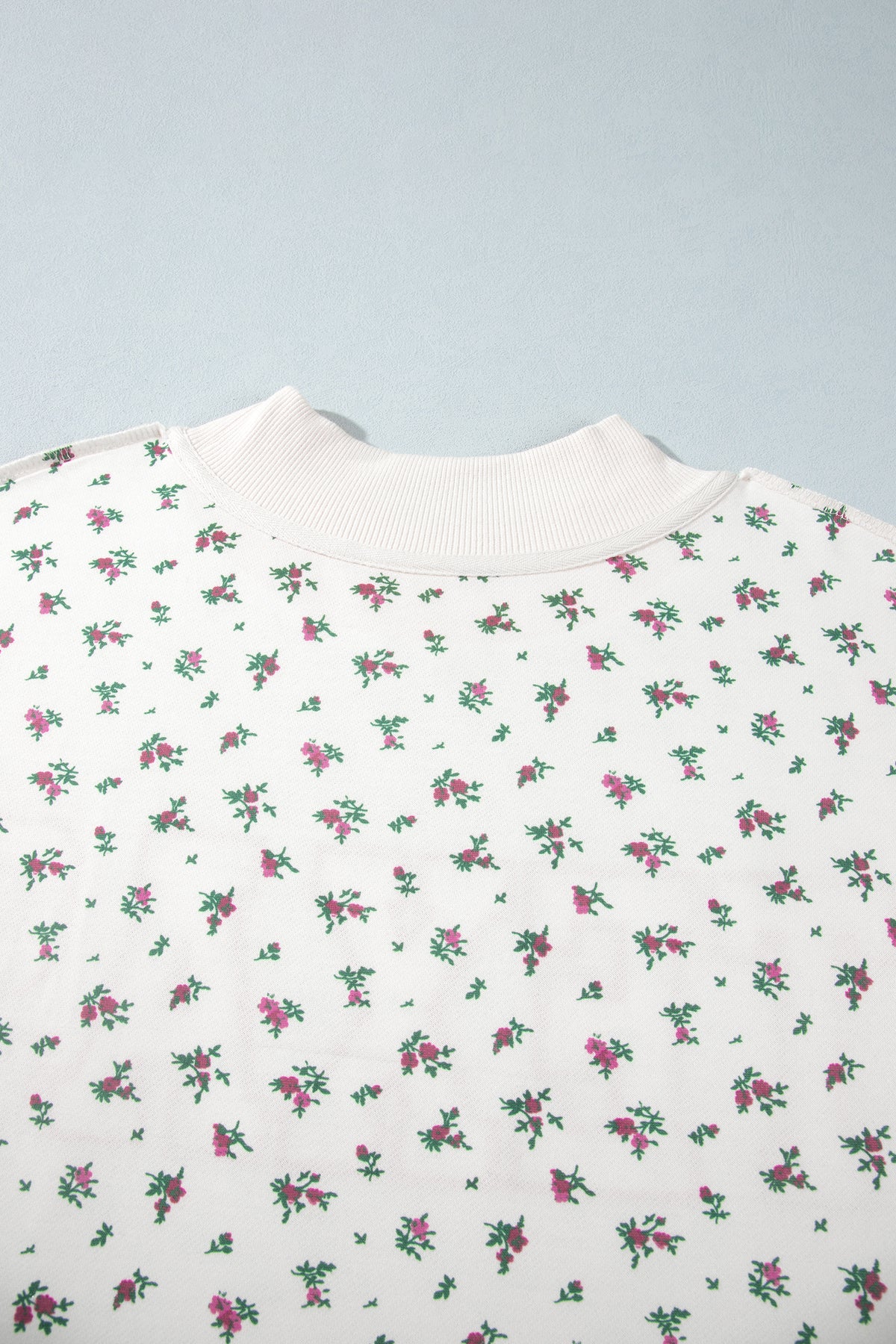 Apricot Floral Print Texas Long Sleeve Ribbed Neck Tunic Plus Size Sweatshirt