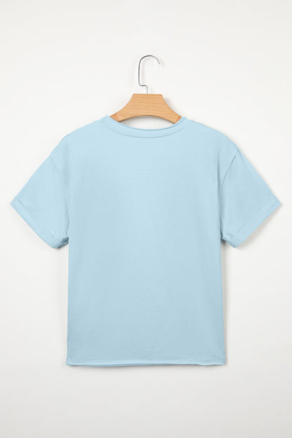 Myosotis Solid Color Round Neck Casual T Shirt