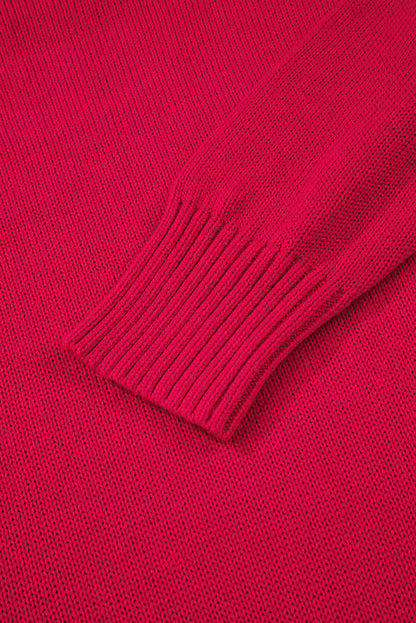 Fiery Red MERRY Letter Pattern Christmas Holiday Baggy Sweater