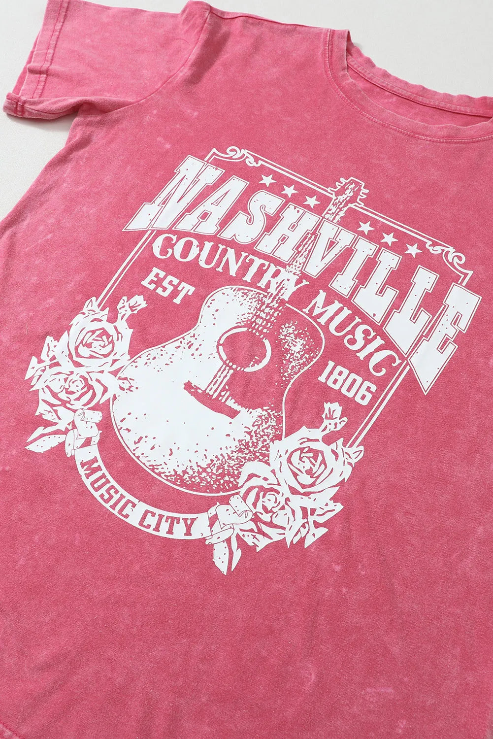 Fiery Red Nashville Music City Graphic Mineral Washed Tee - Chic Meadow Boutique 