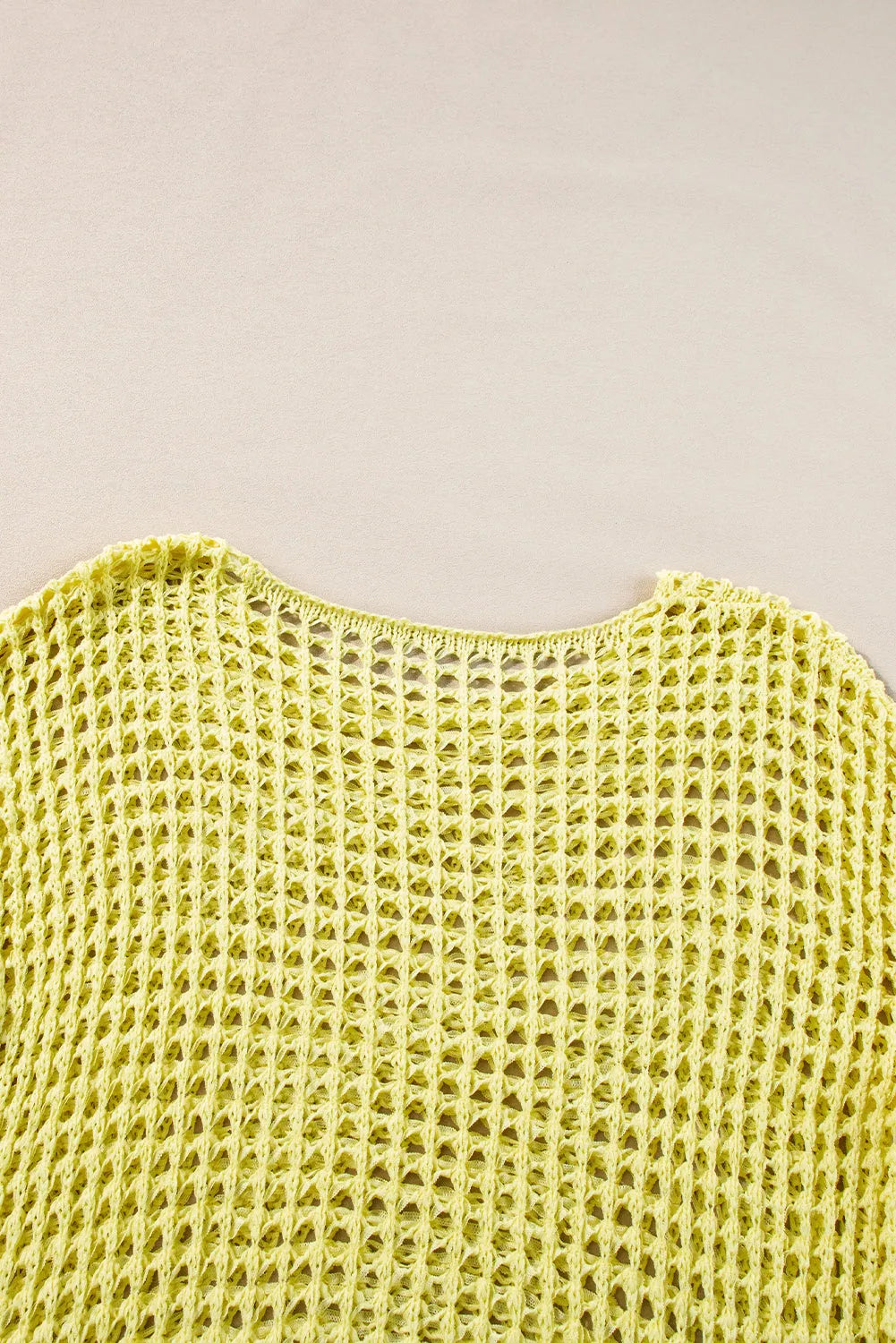 Yellow Open Knit Crochet Bell Sleeve Tunic Sweater - Chic Meadow Boutique 