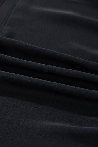 Black Flounced Bracelet Sleeve V Neck Tiered Maxi Dress