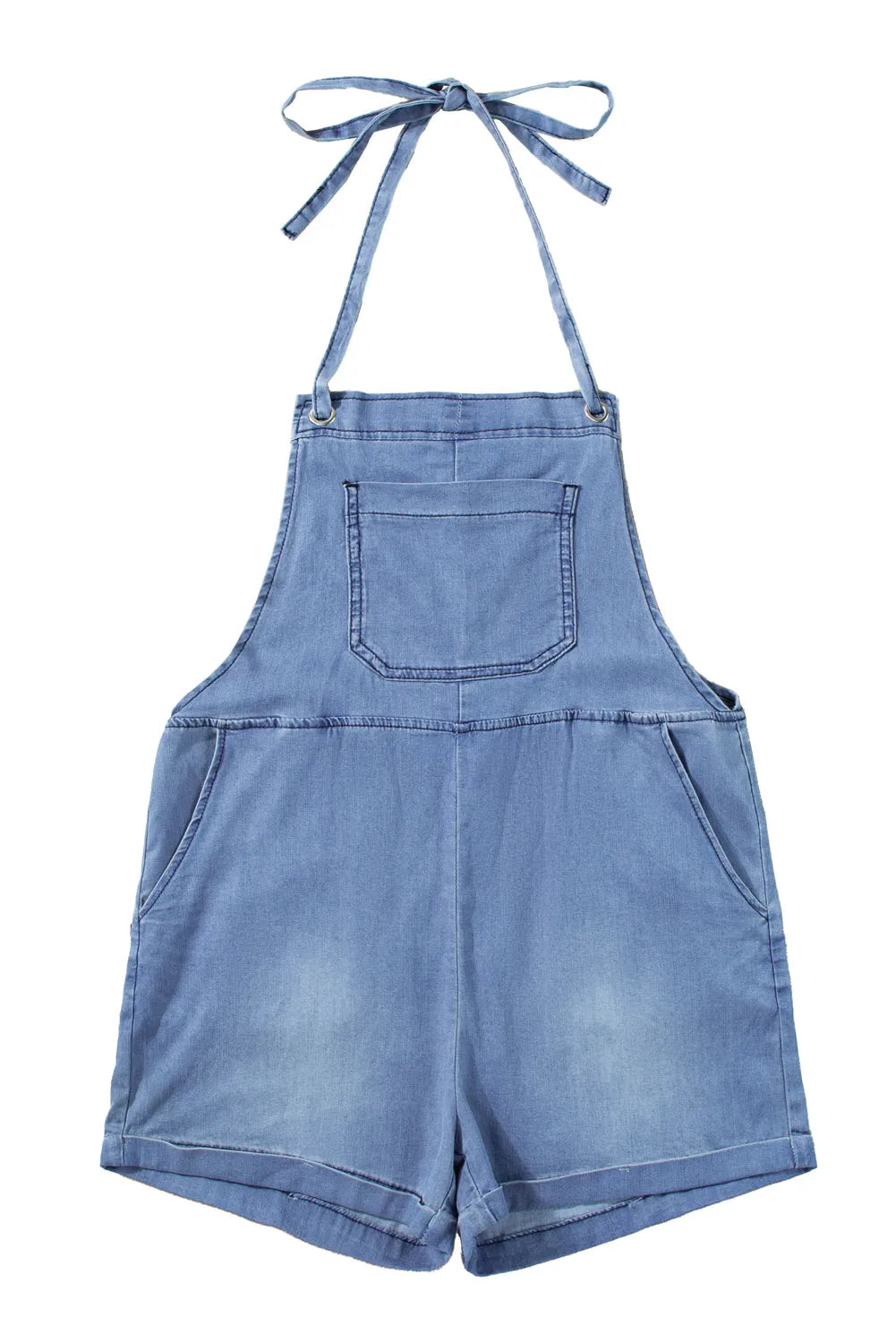 Bottoms/Jumpsuits & Rompers Light Blue Grommet Tie Straps Casual Denim Romper