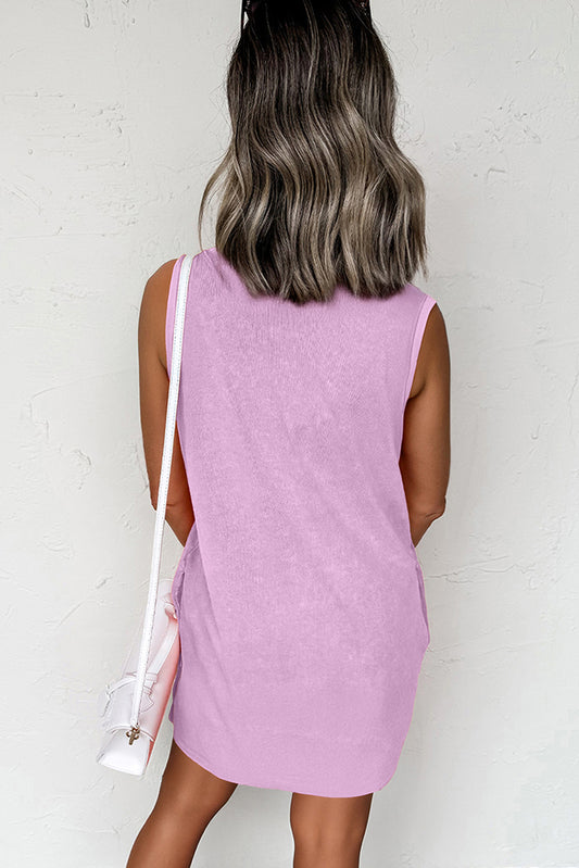Phalaenopsis Mineral Wash Tank Mini Dress with Pockets