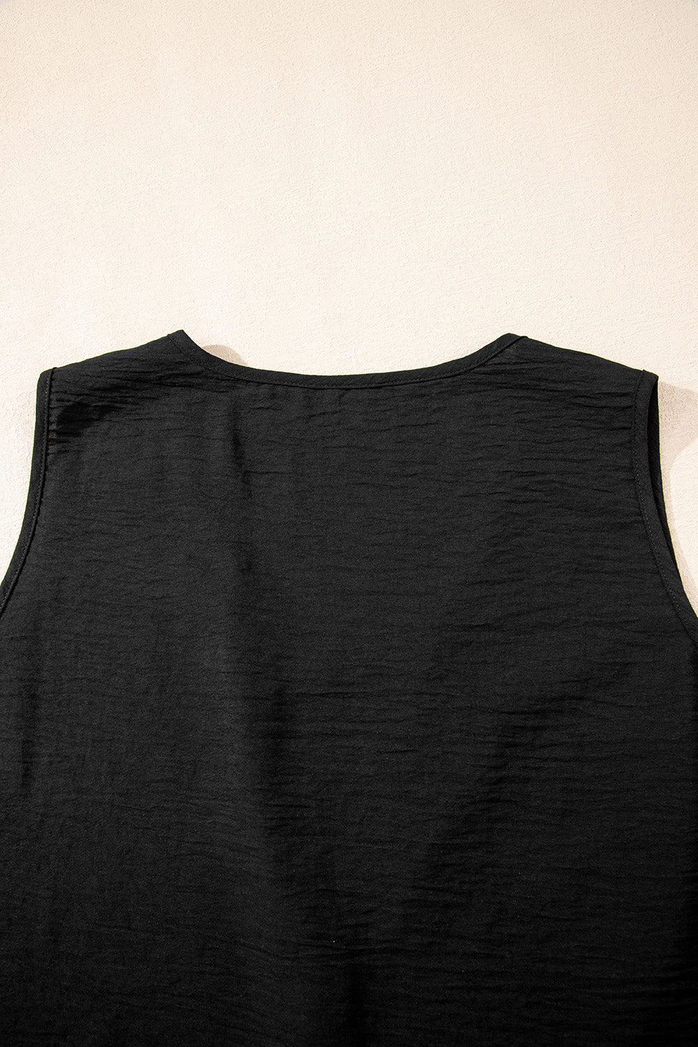 Black Buttoned Vest Drawstring Wide Leg Pants 2pcs Set