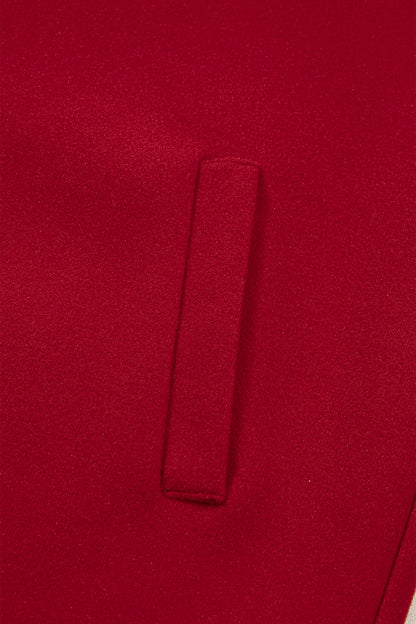 Racing Red Contrast Cuffed Drop Shoulder Zip up Tunic Hoodie