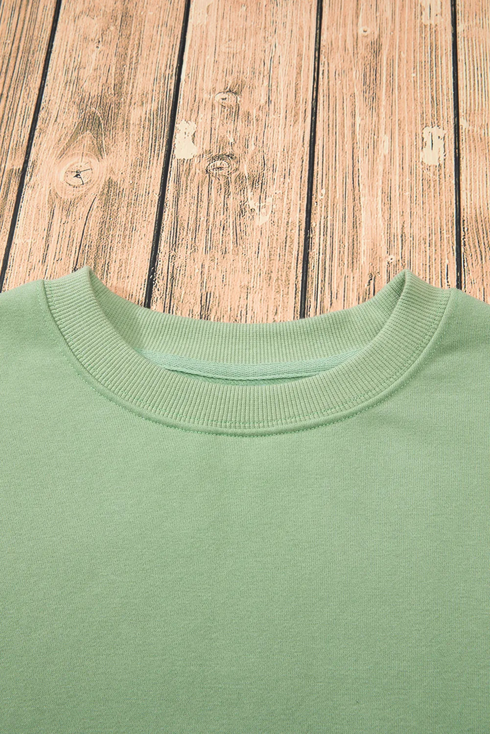 Smoke Green Solid Fleece Lined Drop Shoulder Terry Sweatshirt - Chic Meadow Boutique 