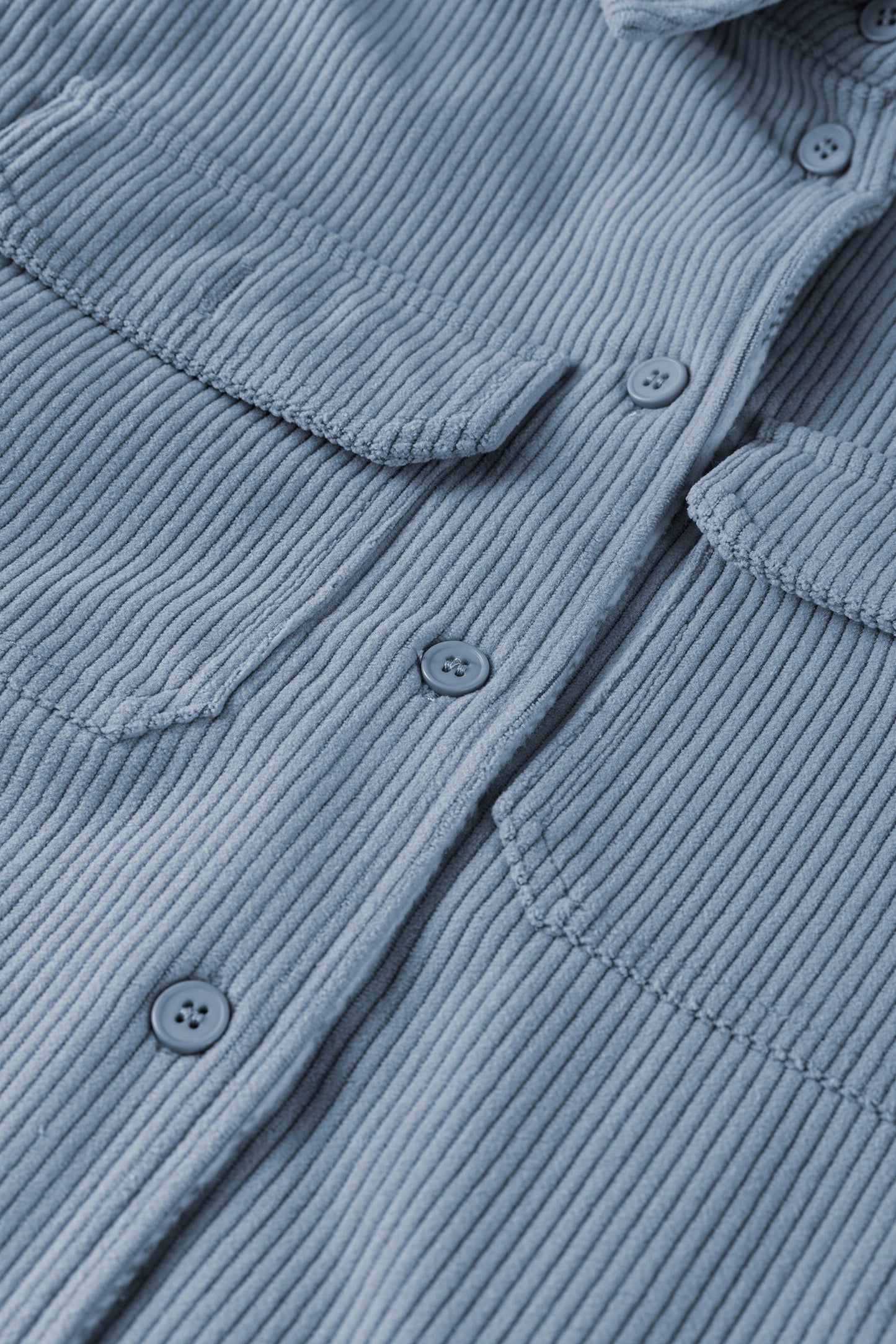 Stone Blue Plaid Corduroy Reversible Button Up Shacket