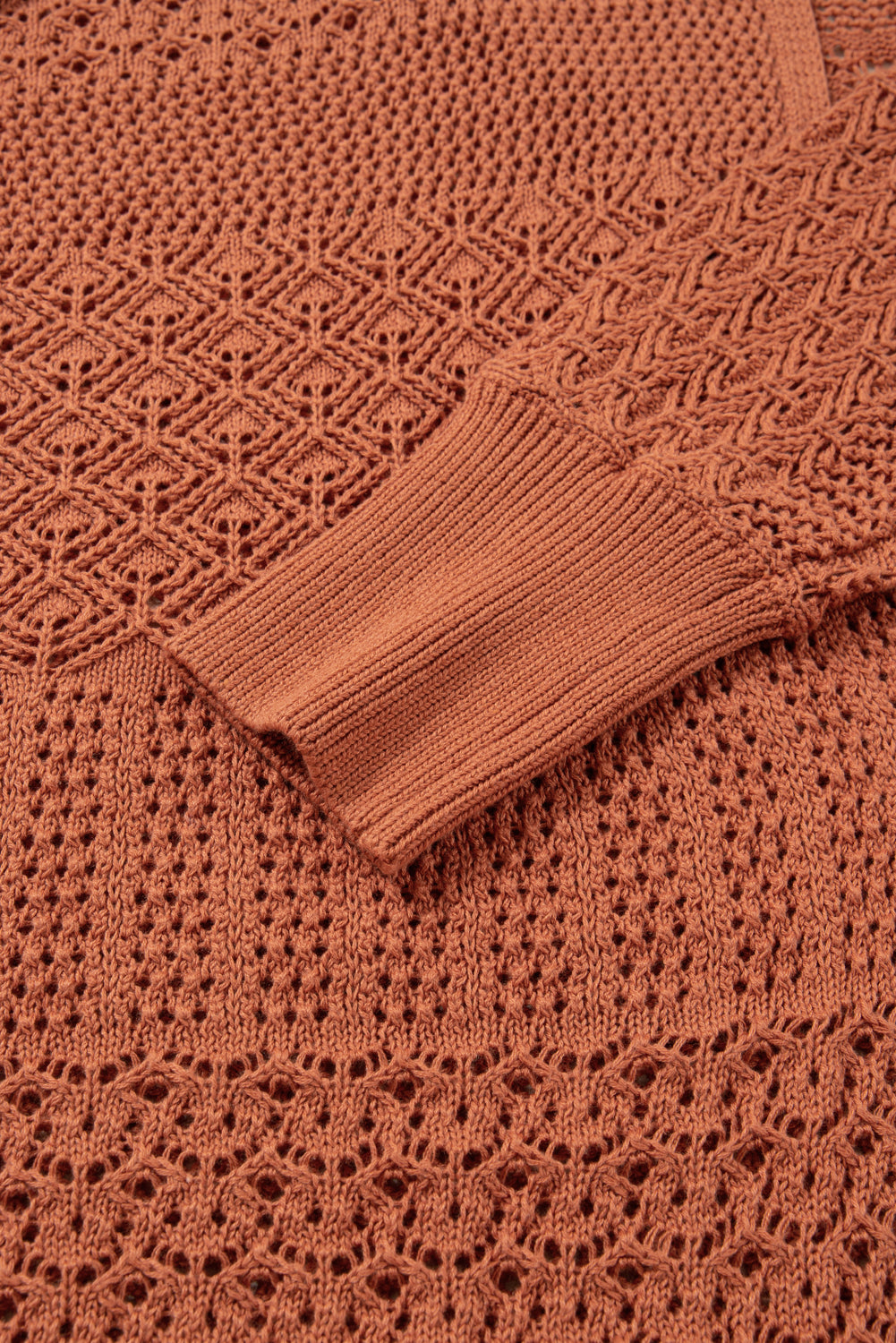 Redwood Burl Mixed Pattern Knitted Open Front Plus Cardigan