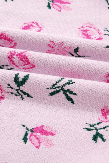 Delicacy Sweet Floral Print Drop Shoulder Cropped Sweater