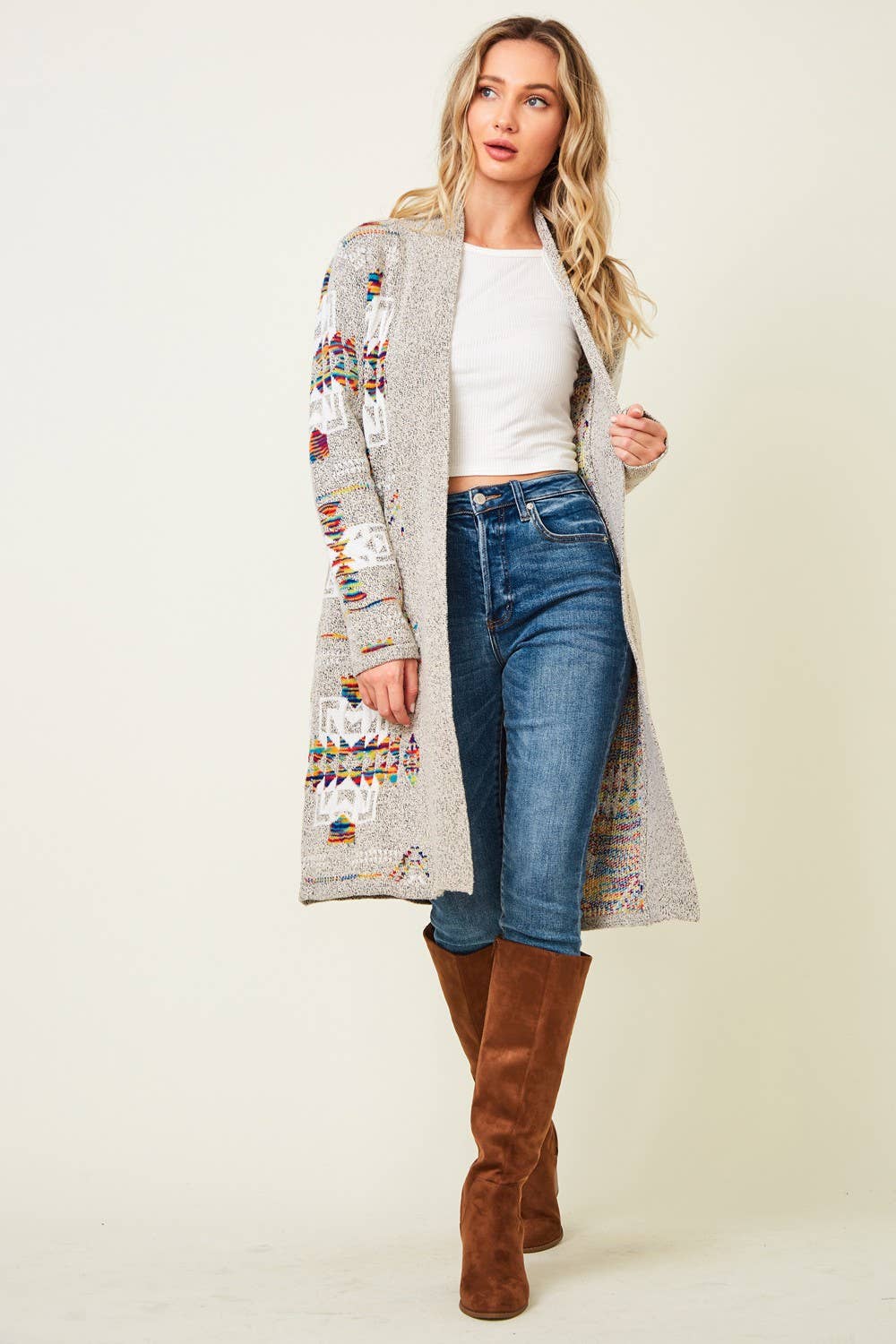 Multi Aztec Print Cardigan - Plus Size