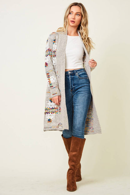 Multi Aztec Print Cardigan