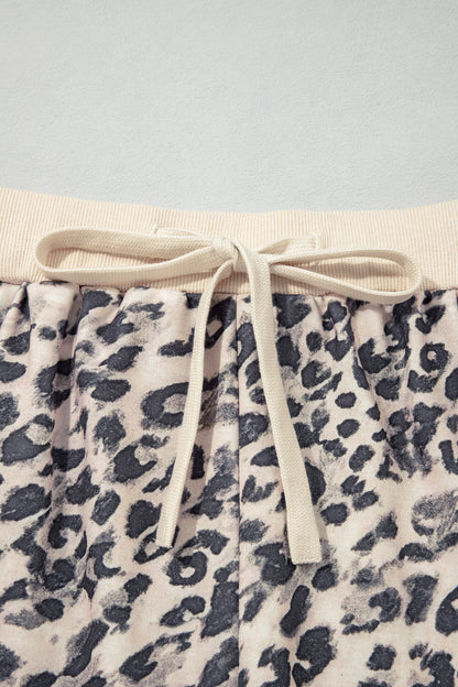 Multicolour Leopard Zip-Up Hooded Drawstring Pant Set