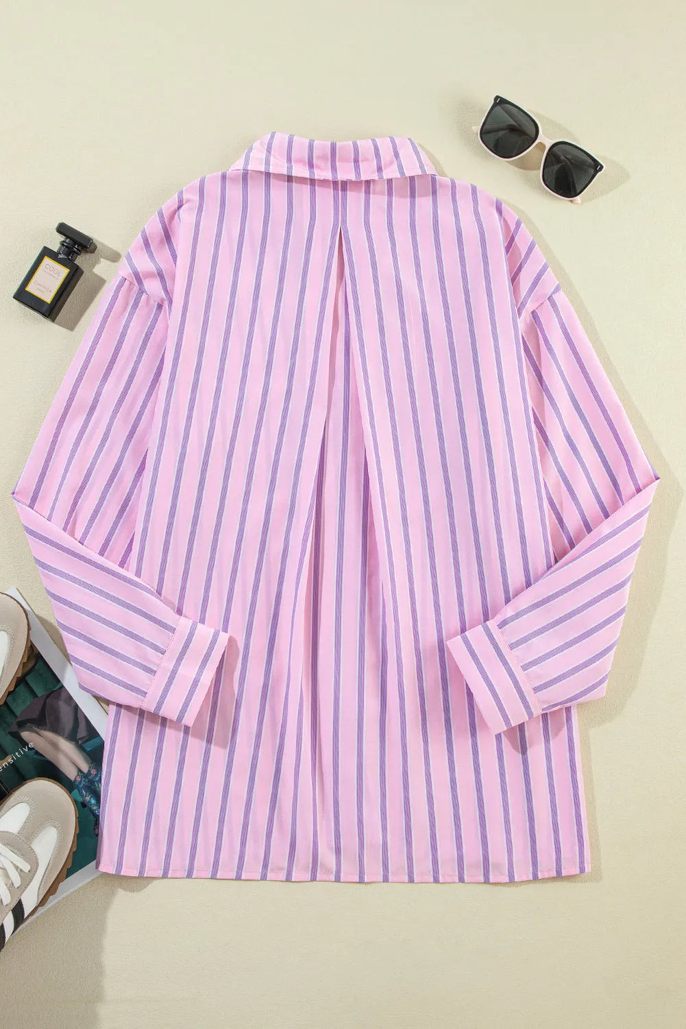 Pink Stripe Chest Pocket Casual Shirt - Chic Meadow Boutique 