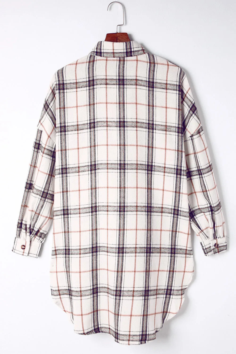 White Oversized Plaid Pattern Shacket with Slits - Chic Meadow Boutique 