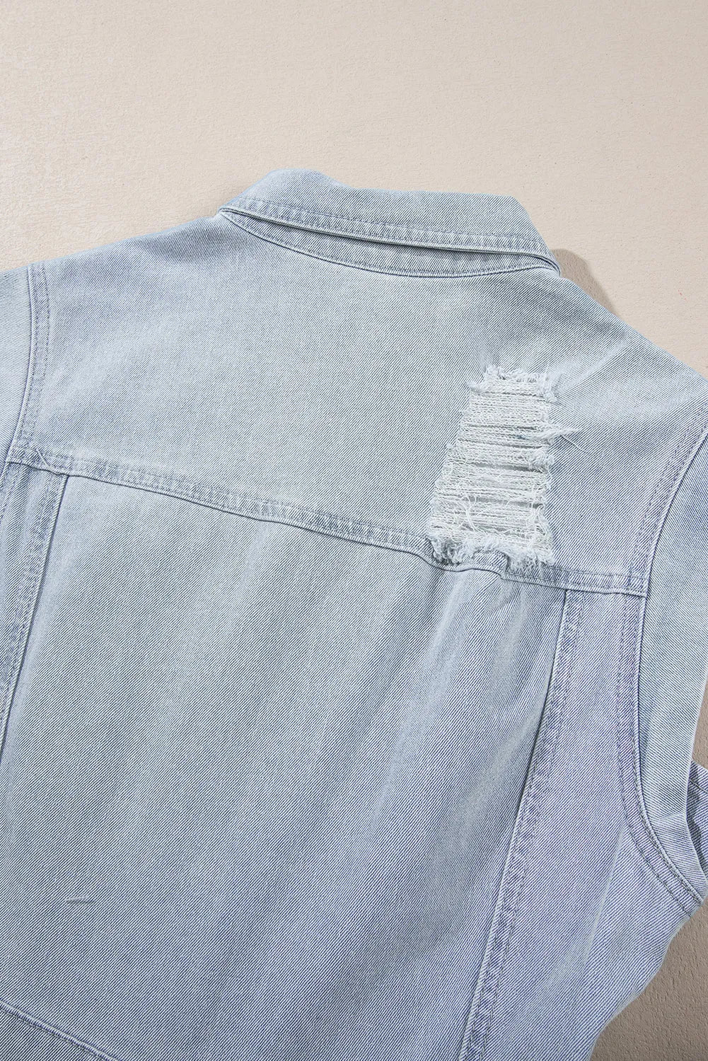 Light Blue Acid Wash Flap Pockets Frayed Denim Dress - Chic Meadow Boutique 