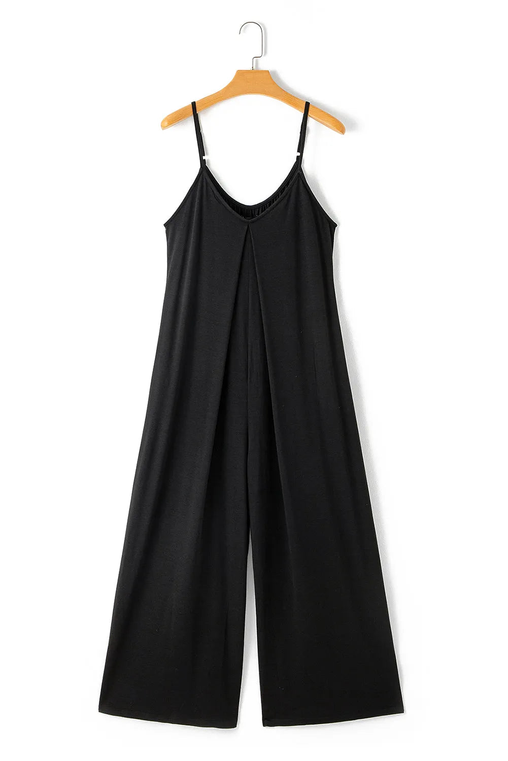 Black Adjustable Knotted Spaghetti Straps Wide Leg Jumpsuit - Chic Meadow Boutique 