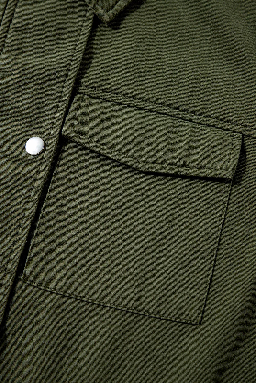 Outerwear/Jackets Moss Green Snap Button Zipper Tight Waist Collared Jacket