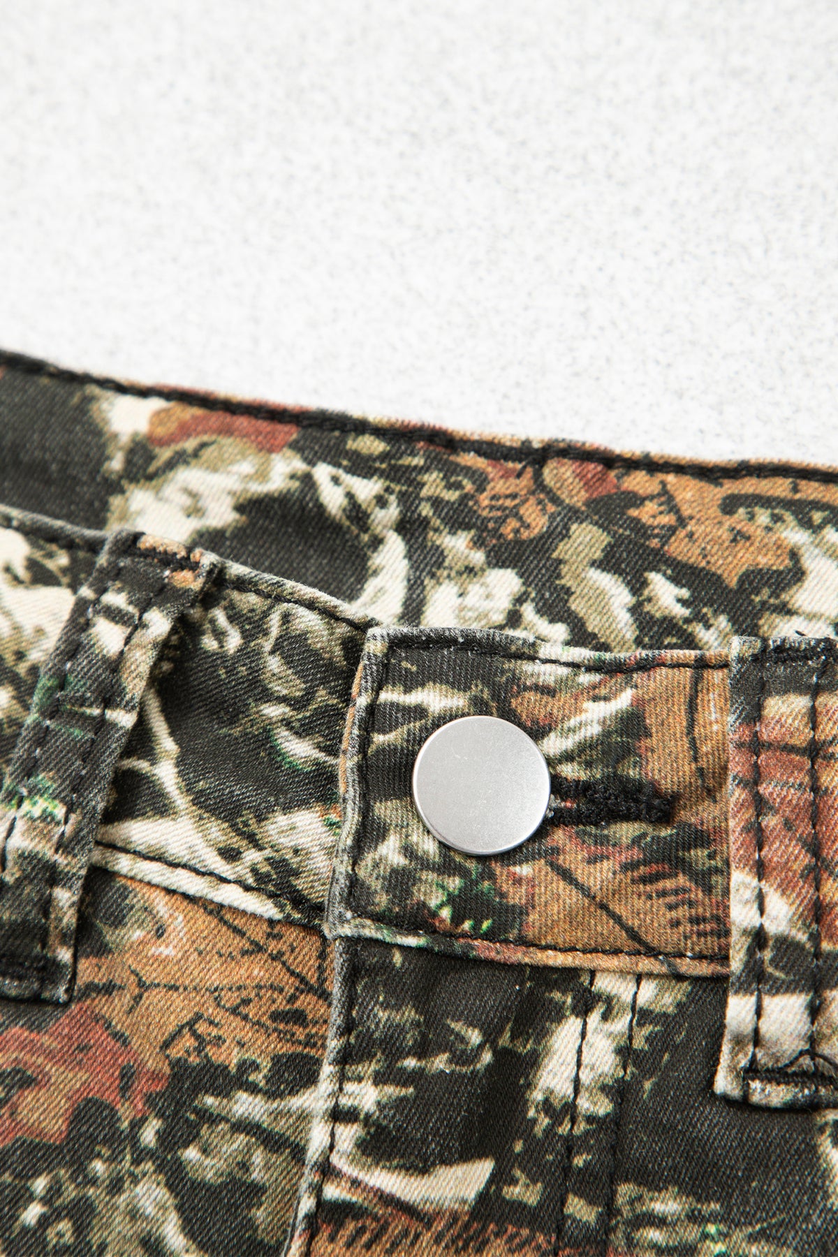Multicolour Western Woodland Camouflage Straight Leg Shift Jeans
