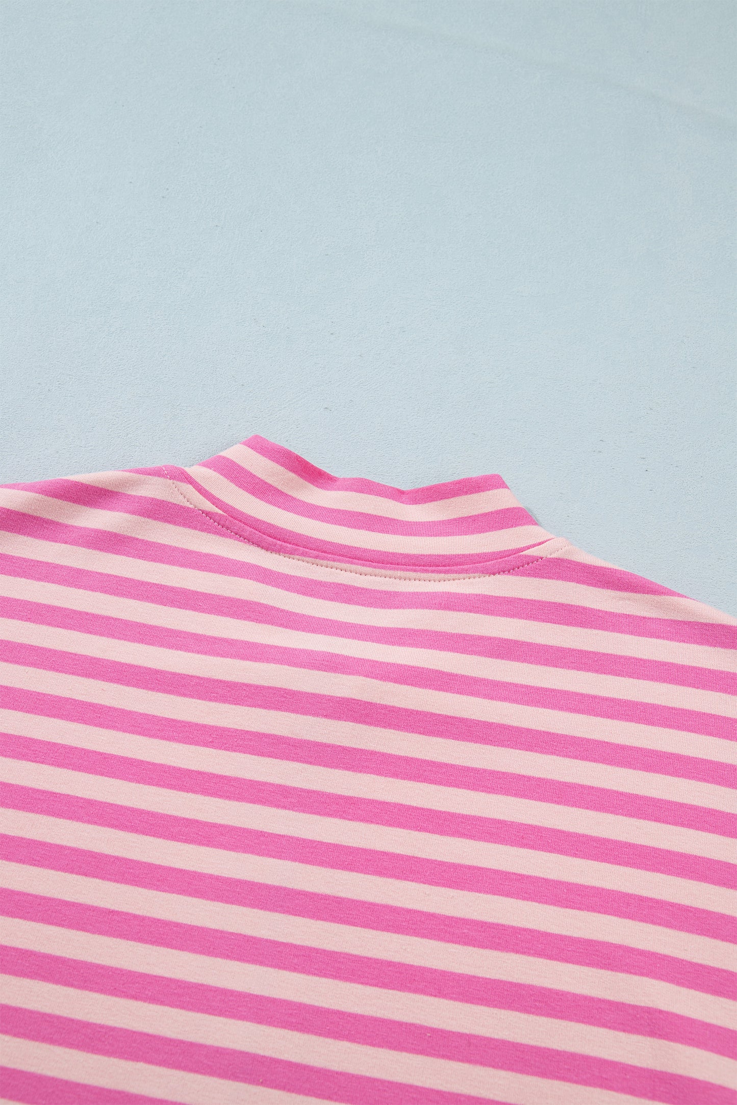 Pink Stripe Zip-up Puff Sleeve Zip Jacket Sweatshirt