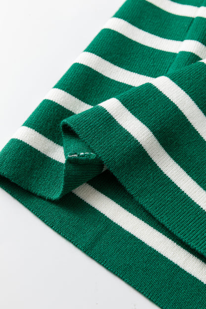 Green Stripe Crew Neck Sleeveless Sweater Vest