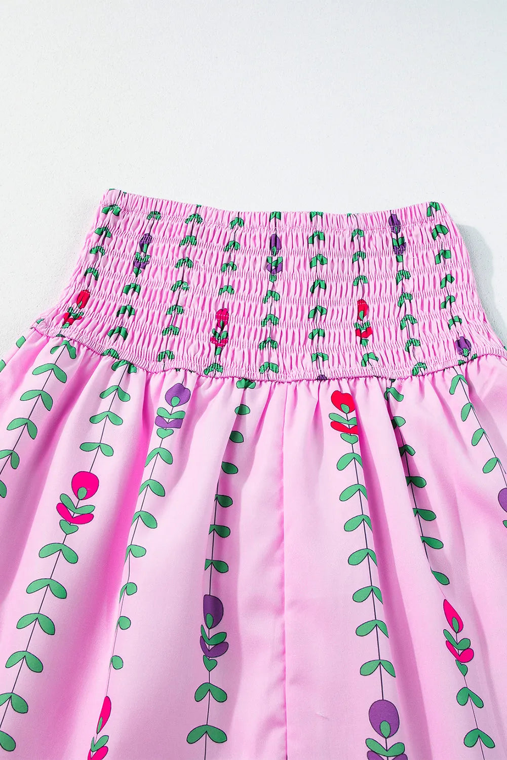 Pink Printed Smocked Tiered Maxi Skirt - Chic Meadow Boutique 