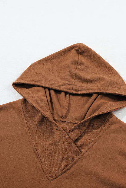 Chestnut Contrast Sleeves Patchwork Colorblock Hoodie - Chic Meadow Boutique 