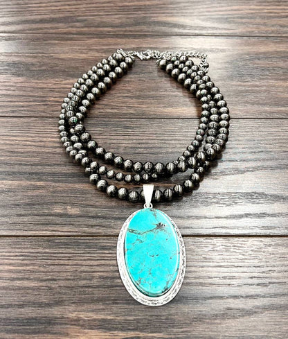 739564, Handmade 18" Navajo Turquoise Necklace