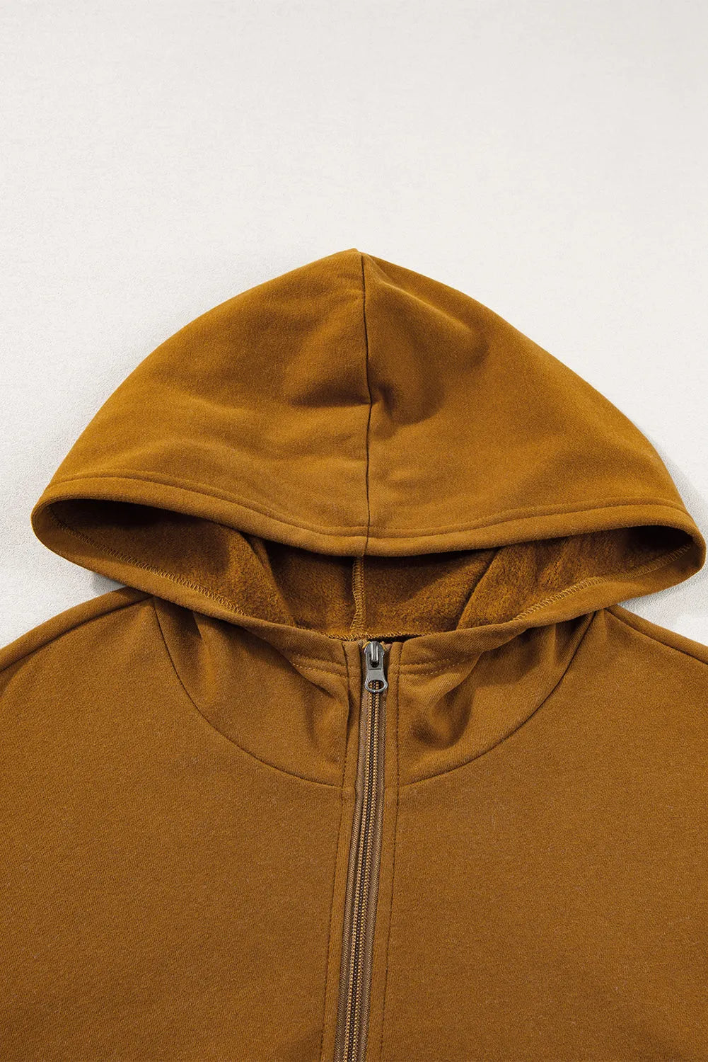 Chestnut Color Block Half Zip Kangaroo Pocketed Hoodie - Chic Meadow Boutique 