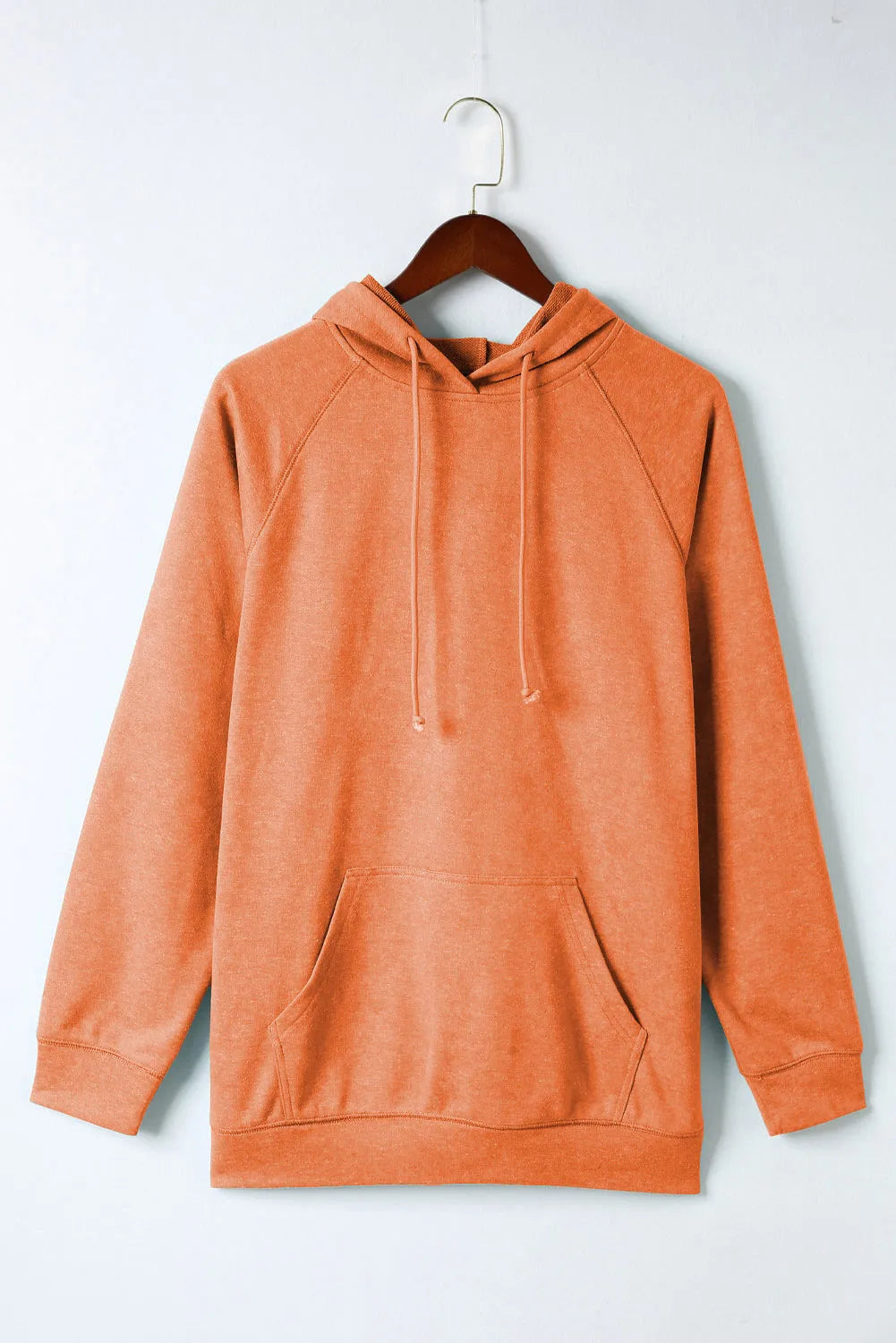 Orange Mineral Wash Kangaroo Pocket Drawstring Pullover Hoodie - Chic Meadow Boutique 