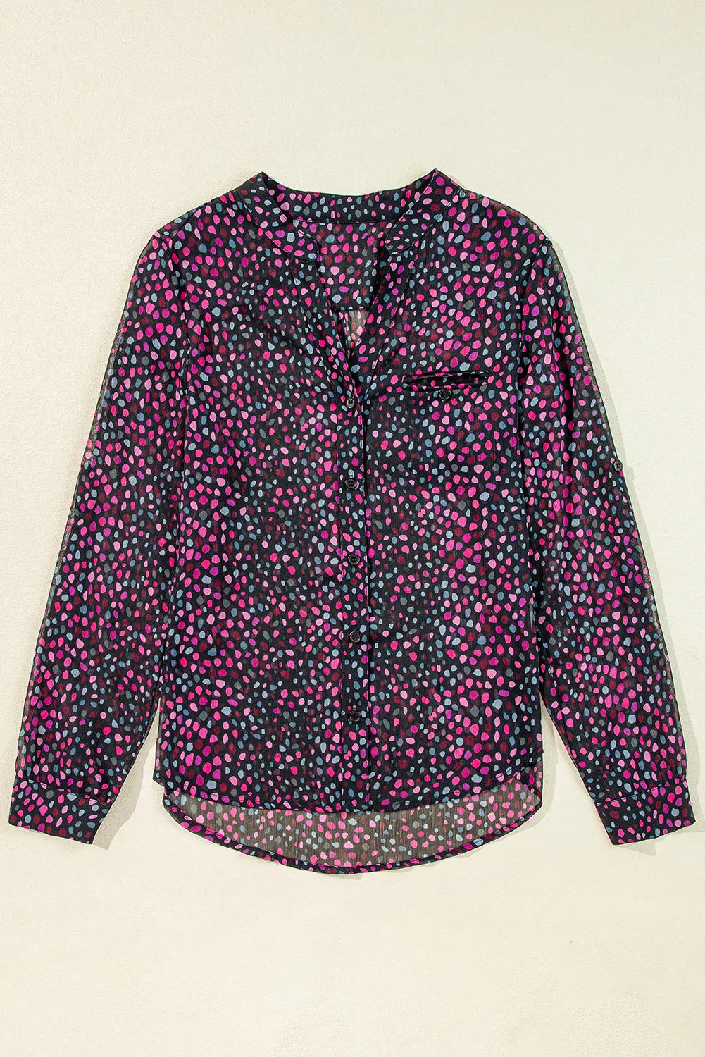 Grape Wine Polka Dot Printed Buttoned Casual Shirt - Chic Meadow Boutique 