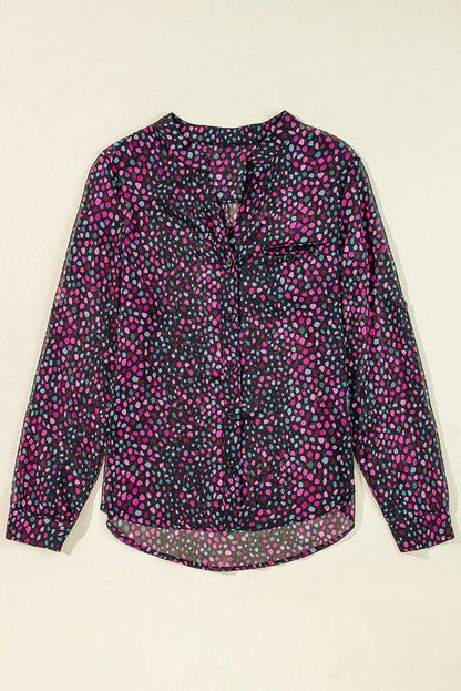 Tops/Blouses & Shirts Grape Wine Polka Dot Printed Buttoned Casual Shirt