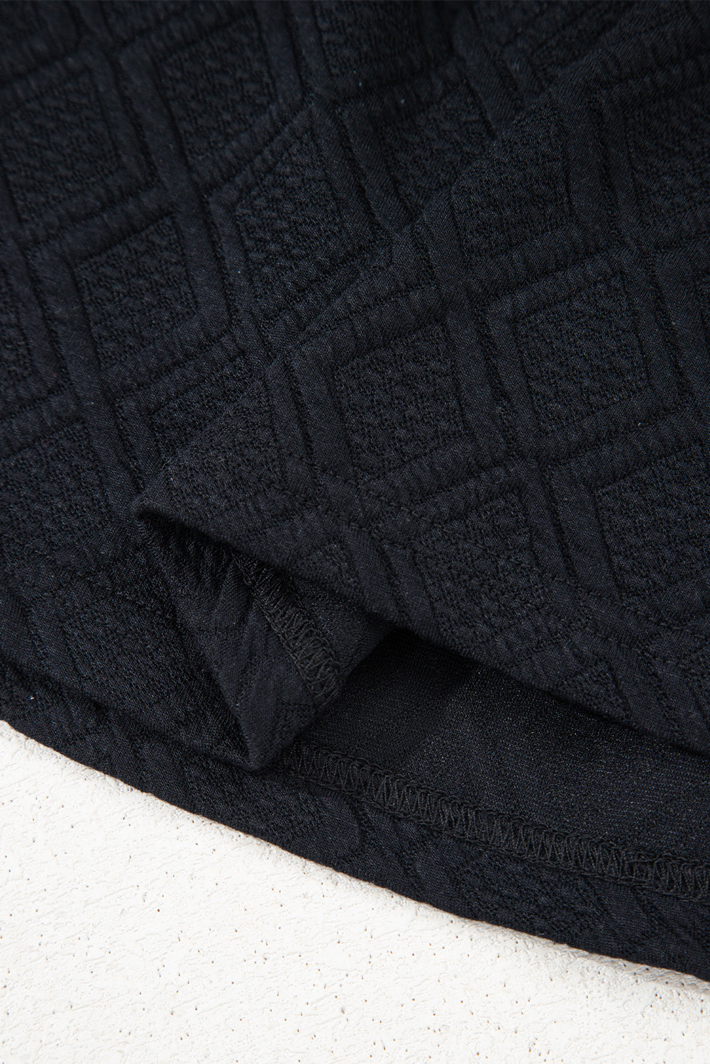 Color black Striped Collared Zip up Textured Skirt Set