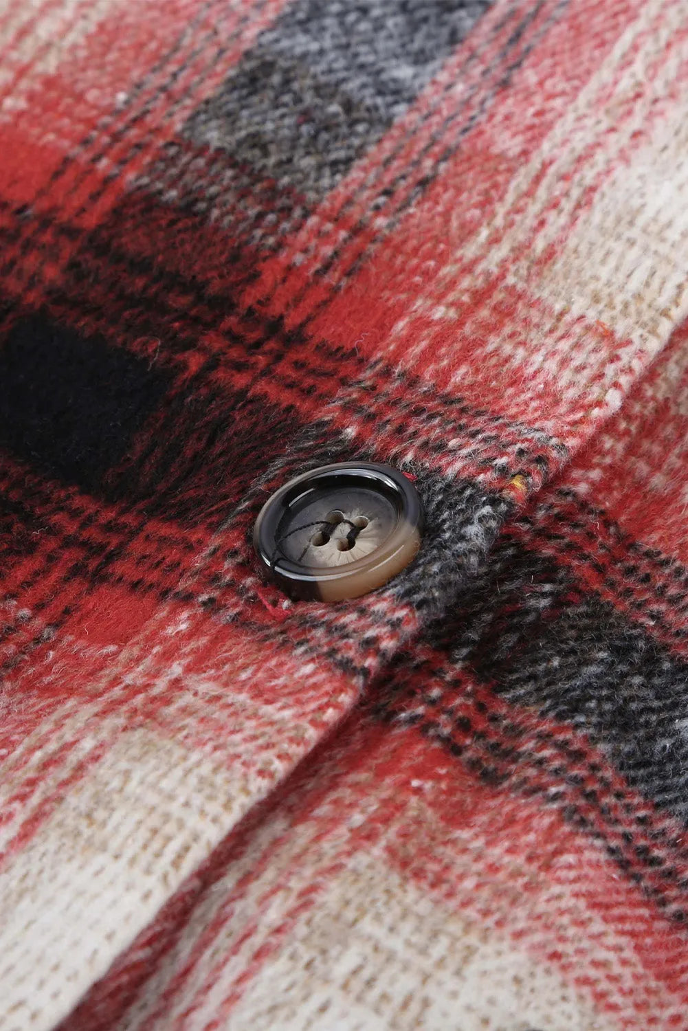 Red Turn down Neck Plaid Pocket Button Closure Coat - Chic Meadow Boutique 