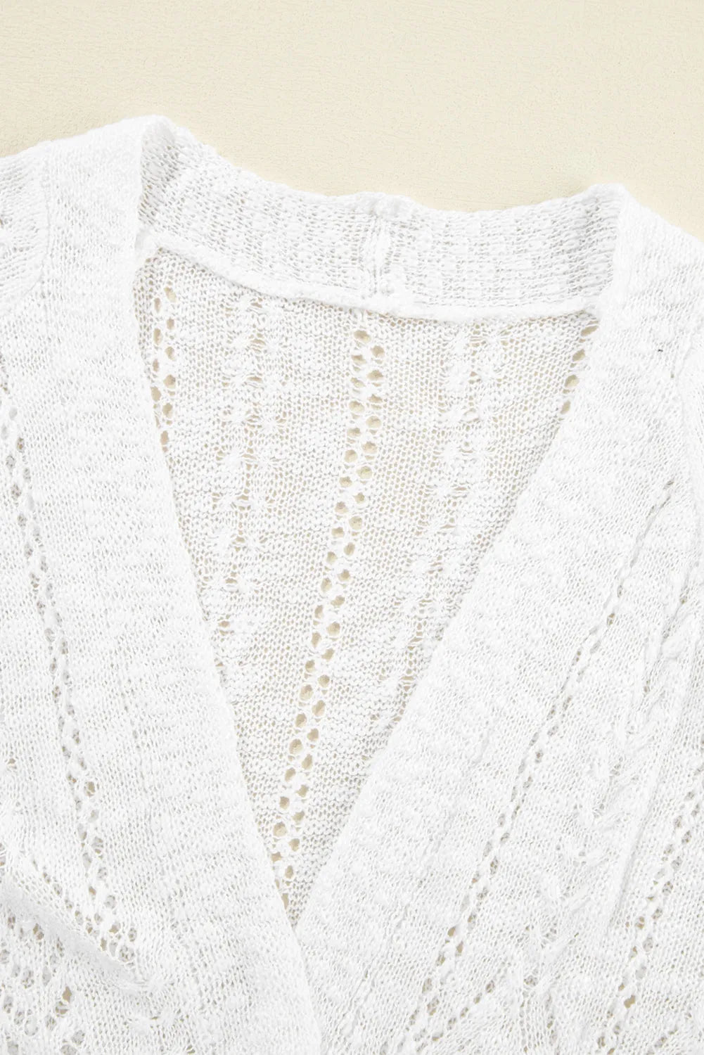 White Solid Open Knit Cardigan - Chic Meadow Boutique 