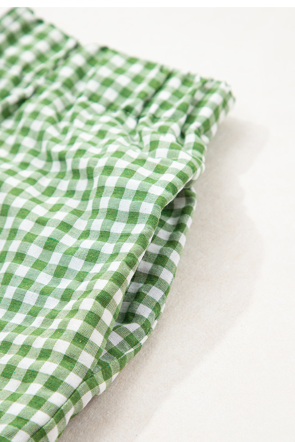 Fern Green Red Plaid Gingham Printed High Waist Shorts