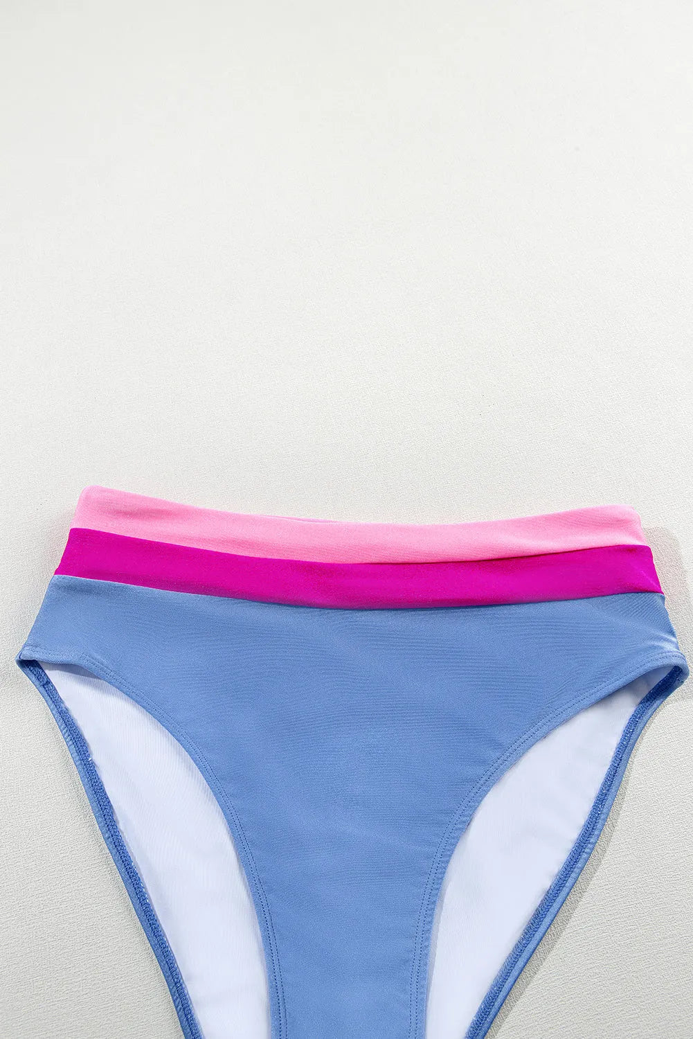 Swimwear/High Waisted Swimsuit Light Blue Colorblock High Waisted Bikini Swimsuit