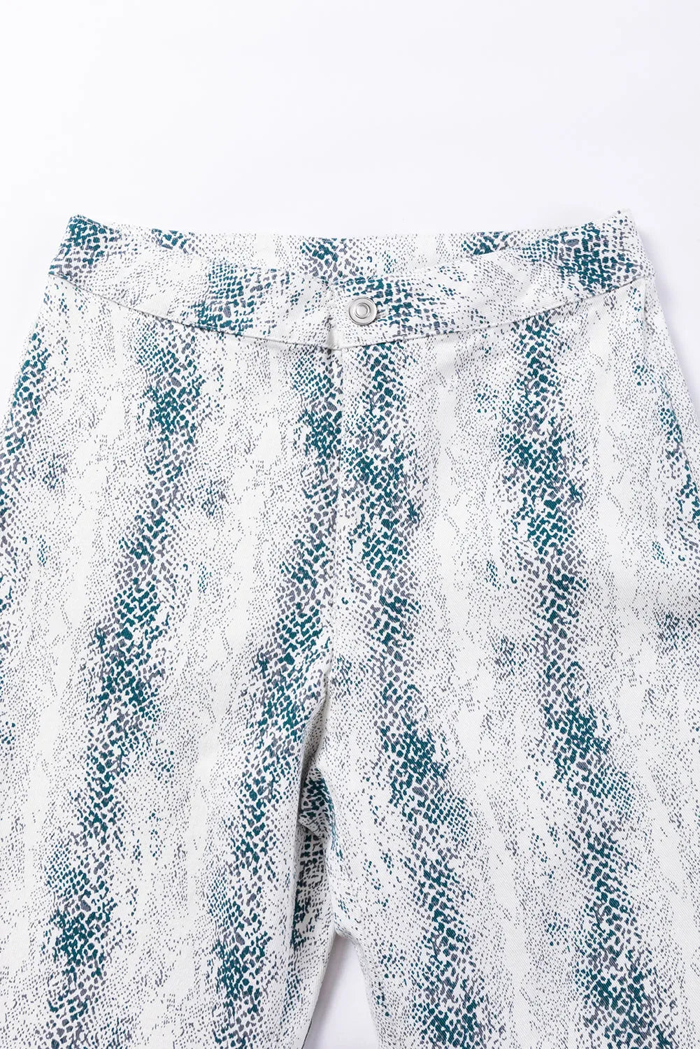 White Western Fashion High Waist Snakeskin Print Flare Pants - Chic Meadow Boutique 