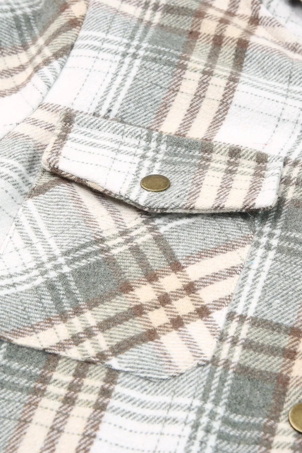 Gray Plaid Pattern Sherpa Lined Hooded Shacket - Chic Meadow Boutique 